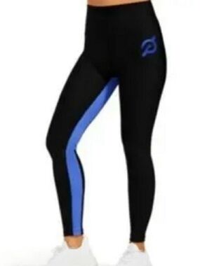 PELOTON | Show Up Black Blue Rib High-Waist Performance Leggings Women’s Size L